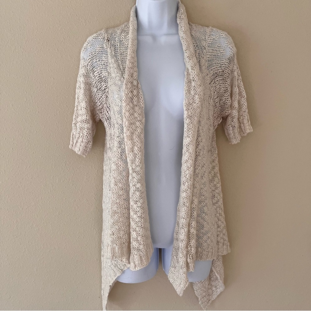 Decree Cream Open Front Crochet Cardigan Large Boho Romantic Coastal Soft Girl‎
